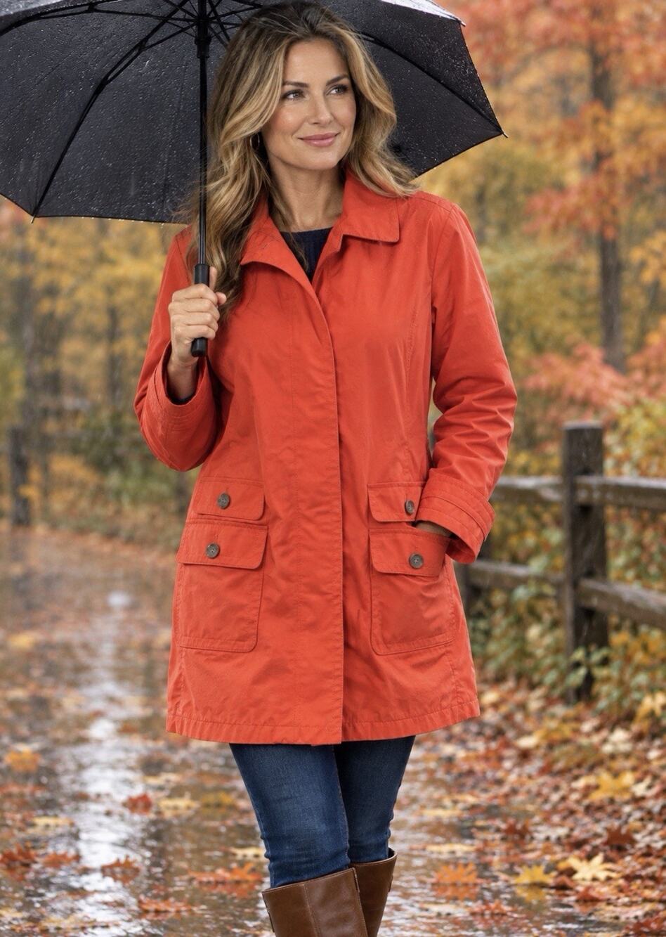 Talbots Modern Mac Trench Coat 10P Vibrant Orange Preppy Outdoors Rain Jacket